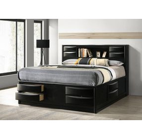 Briana Black King Storage Bookcase Bed