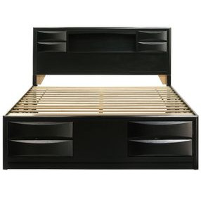 Briana Black California King Storage Platform Bed with Bookcase
