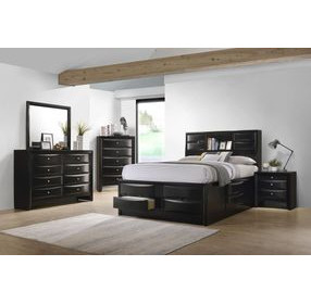 Briana Black California King Storage Platform Bed with Bookcase