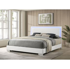 Felicity Gloss White King Panel Bed With LED Lighting