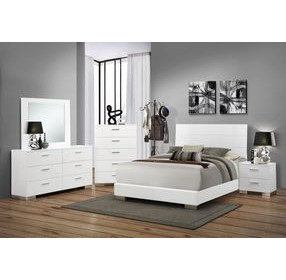 Felicity White California King Upholstered Panel Bed