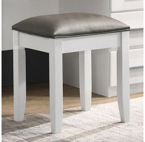 Felicity Metallic and Gloss White Vanity Stool