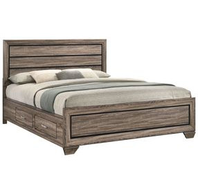 Kauffman Washed Taupe California King Storage Panel Bed