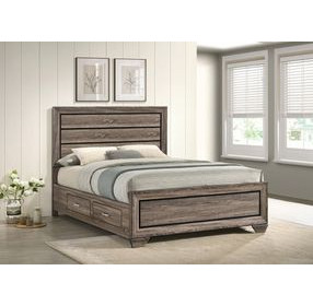 Kauffman Washed Taupe Queen Panel Storage Bed