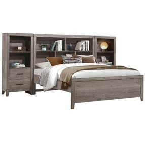 Woodrow Gray Queen Storage Wall Bed with Nightstand