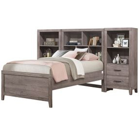 Woodrow Gray Twin Storage Wall Bed with Nightstand