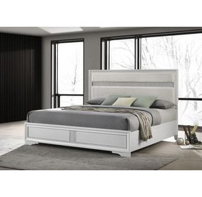 Miranda White King Upholstered Panel Bed
