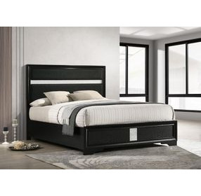 Miranda Black Queen Upholstered Panel Bed