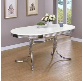 Retro White Oval Dining Table