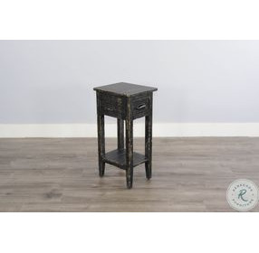 Seabright Black Rectangular Chair Side Table with Drawer