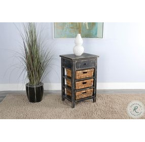 Rustic Refined Black Sand Rectangular Storage Table