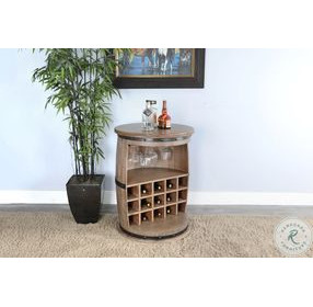 Sagewyn Natural Half Barrel Wine Bar with Metal Accents