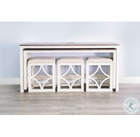 Hearthwood Haven White 5 Piece 72" Rectangular Nesting Console Table with Stools
