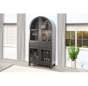 Hearthwood Haven Black 4 Glass Door Wine Bar Cabinet