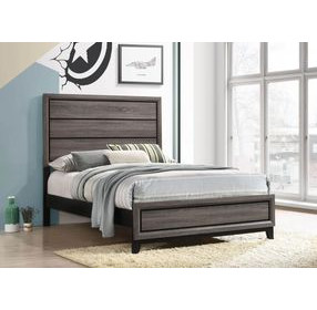 Watson Gray Oak And Black Full Panel Bed