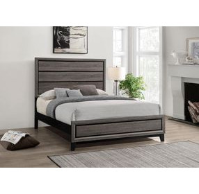 Watson Gray Oak And Black Queen Panel Bed