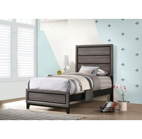 Watson Gray Oak And Black Twin Panel Bed