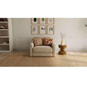 Avondale Burlap Upholstered Chair and A Half with Pillows