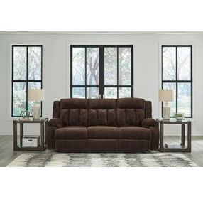 Free Wake Chocolate 85" Power Reclining Sofa with Drop Down Table and USB Charging