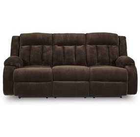 Free Wake Chocolate Power Reclining Living Room Set with Drop Down Table and USB Charging