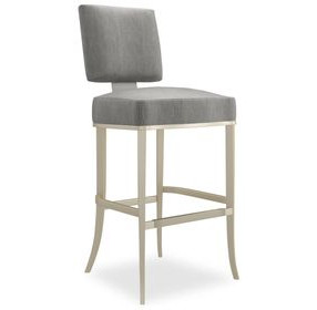 Reserved Seating Pewter Upholstered Bar Stool