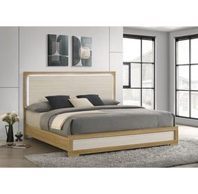 Hyland Natural King Upholstered Panel Bed
