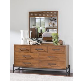Midland Warm Amber and Matte Black 7 Drawer Dresser
