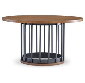 Midland Warm Amber and Matte Black 54" Round Dining Room Set