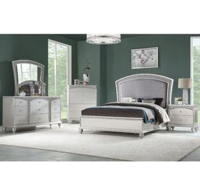 Maverick Gray and Platinum Queen Upholstered Panel Bed