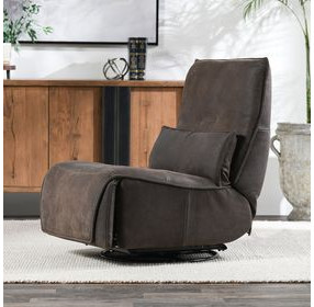Paige Rustic Brown Leather Swivel Power Recliner