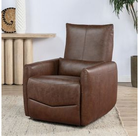 Thaya Antique Brown Leather Power Recliner with USB Charging