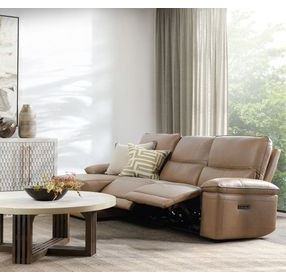 Branford Camel Leather 3 Piece Modular Power Reclining Sectional with USB Charging