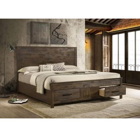 Woodmont Rustic Golden Brown King Panel Storage Bed