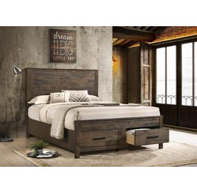 Woodmont Rustic Golden Brown Queen Panel Storage Bed