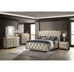 Lorient Ivory and Camel Upholstered Panel Bedroom Set
