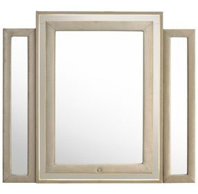 Lorient Ivory Upholstered Rectangular Dresser Mirror with LED Light