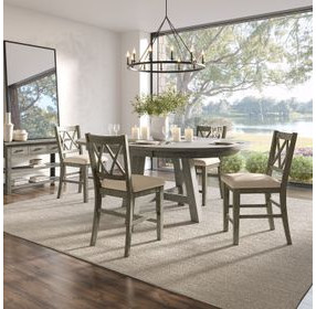 Telluride Driftwood Gray and Beige Upholstered 5 Piece Counter Height Dining Set