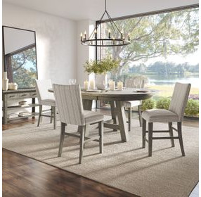 Telluride Driftwood Gray and White Upholstered 5 Piece Counter Height Dining Set
