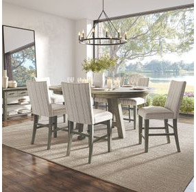 Telluride Driftwood Gray and White Upholstered 7 Piece Counter Height Dining Set