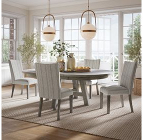 Telluride Driftwood Gray and White Upholstered 5 Piece Dining Set