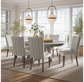 Telluride Driftwood Gray and White Upholstered 7 Piece Dining Set