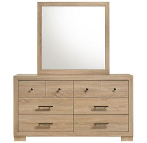 Arielle Light Oak 6 Drawer Dresser with Mirror