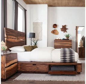 Winslow Smokey Walnut and Coffee Bean Queen Storage Platform Bed