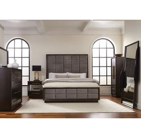 Durango Smoked Peppercorn and Gray California King Upholstered Panel Bed