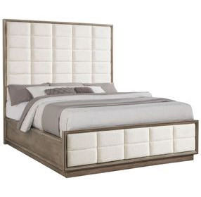 Durango Taupe Oak and Cream California King Upholstered Panel Bed