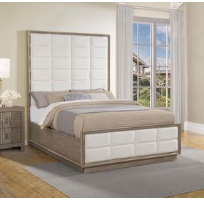 Durango Washed Oak Queen Upholstered Panel Bed