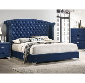 Melody Pacific Blue King Upholstered Panel Bed