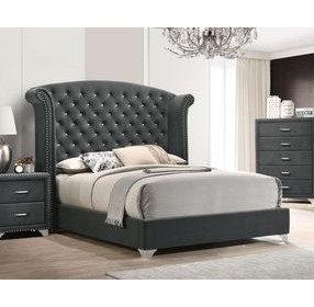 Melody Grey Queen Upholstered Panel Bed
