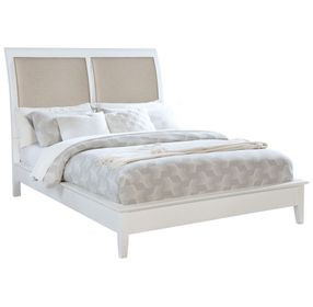 Bexhill White and Tan California King Upholstered Panel Bed