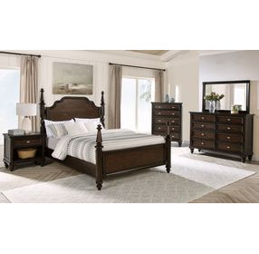 Andover Dark Oak California King Poster Bed